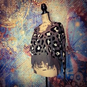 Polly & Esther Animal Print Crop Top Sweater